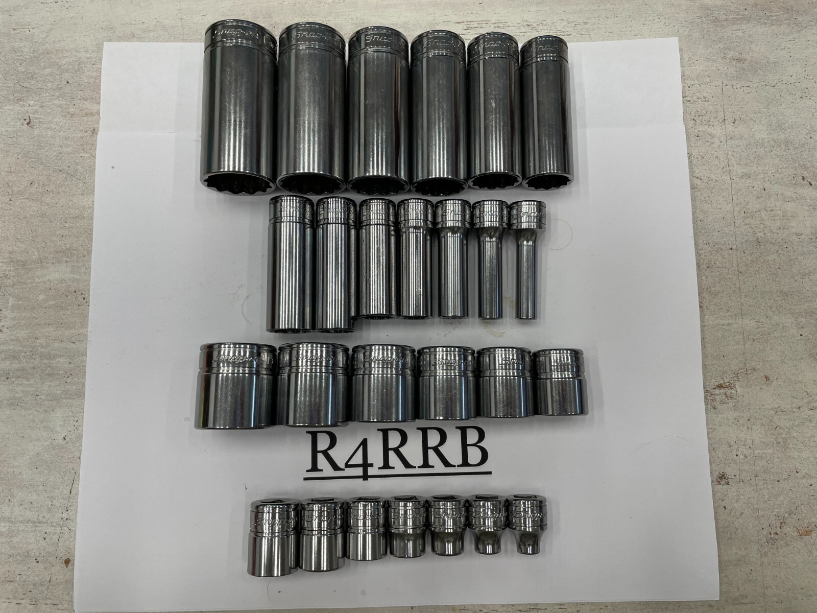 Snap-on Tools NEW 3/8″ Drive SAE Shallow Deep 12 Point Socket Double BONUS Set