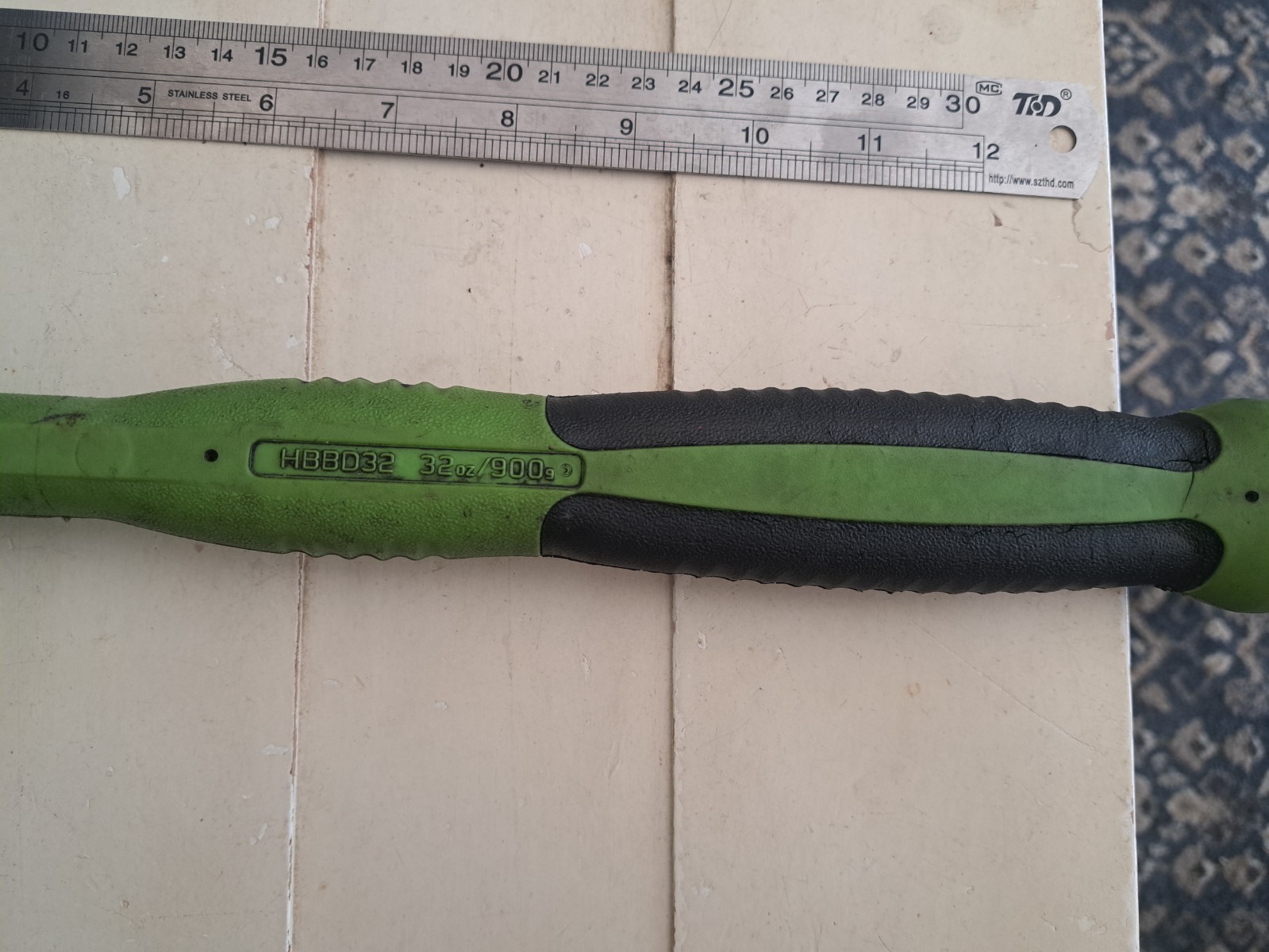 Snap-on Tools USA 32oz / 900g GREEN Soft Grip Steel Dead Blow Hammer HBBD32