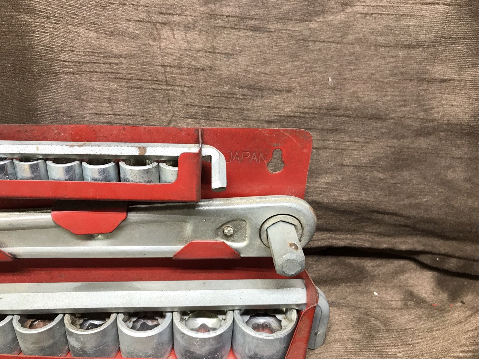 Hex Ratchet Wrench and Socket Set with Wallmount – Made in Japan – Complete