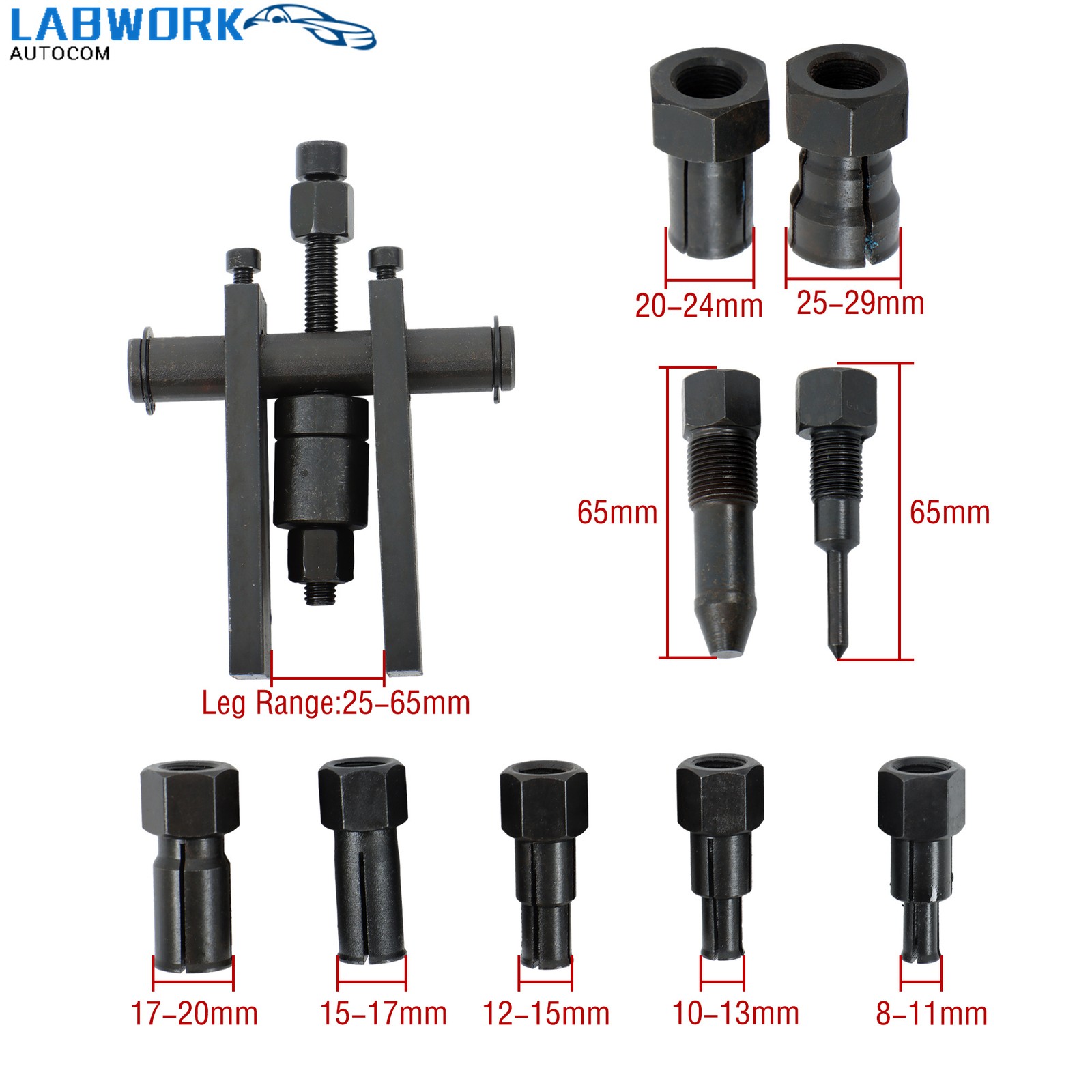 10PC Motorcycle Inner Bearing Removal Tool Extractor Puller Set Internal 8-25MM