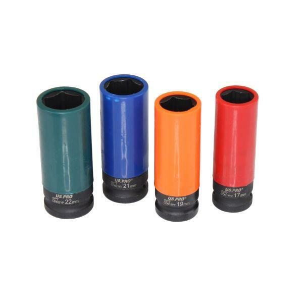 US PRO Tools 4pc 1/2″ Dr Deep Impact Sockets For Alloy Wheels 17, 19, 21, 22mm