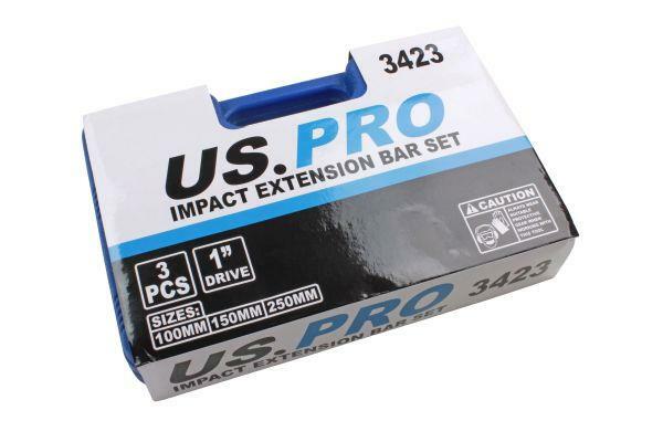 US PRO Tools 3 Piece 1″ DR Impact Extension Bar Set Socket Bars 3423