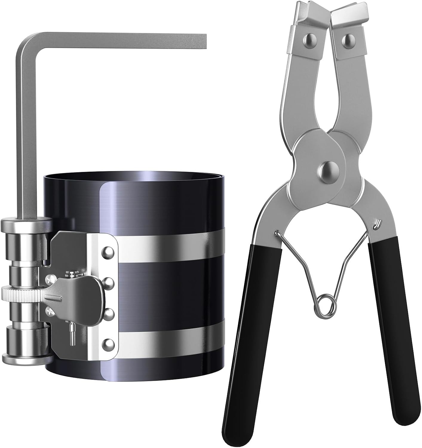 Piston Ring Compressor Tool Kit 2-1/8 to 7 Inch 53mm-175mm with Plier | Pisto…