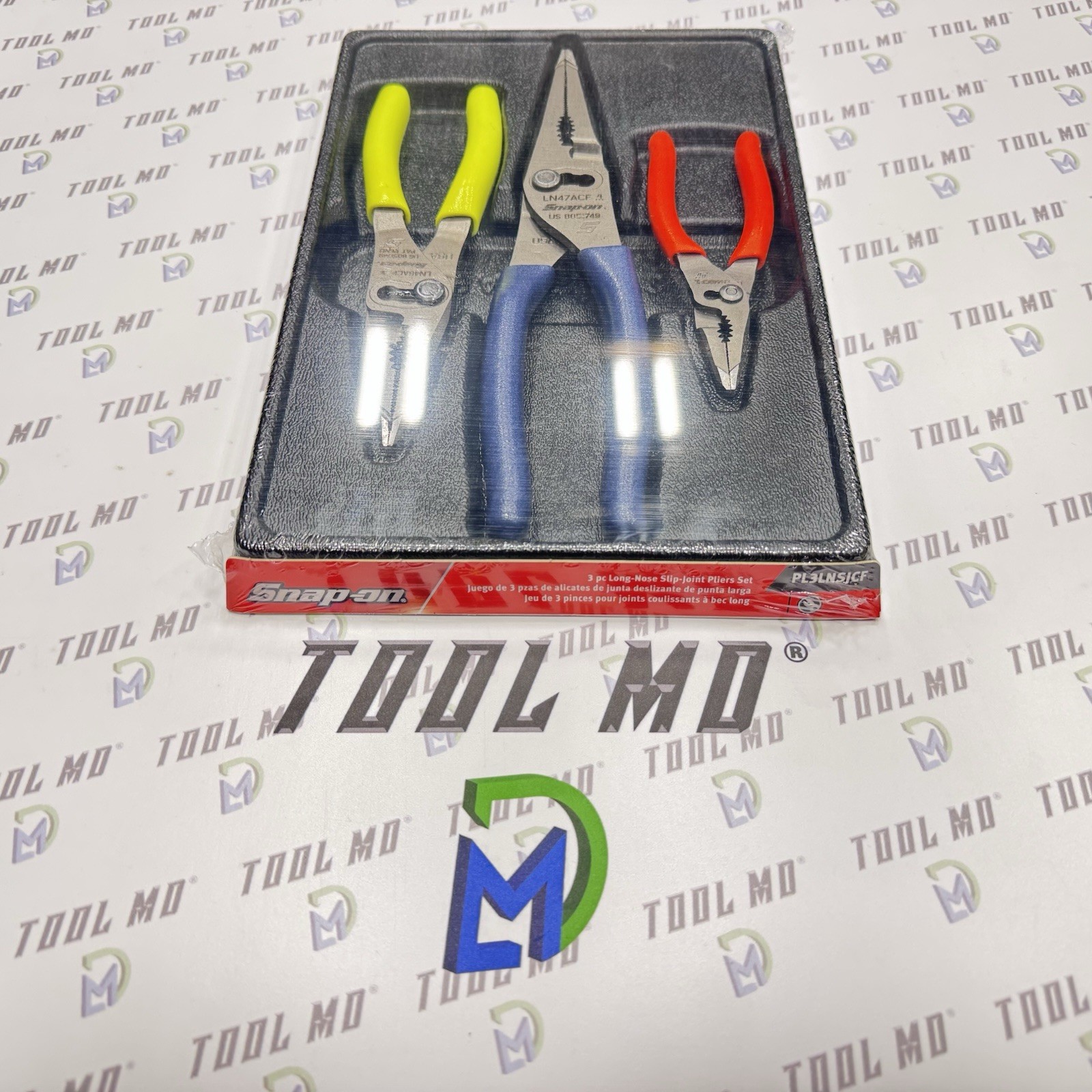 Snap-on Tools USA NEW 3PC Assorted Color LONG NOSE Slip Joint Pliers PL3LNSJCF