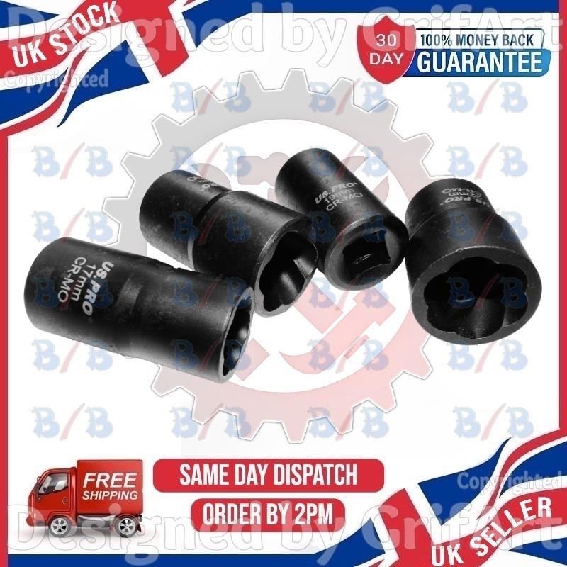 USPRO 5PC 1/2″ DRIVE IMPACT TWIST SOCKET SET DAMAGED NUT BOLT REMOVER EXTRACTOR