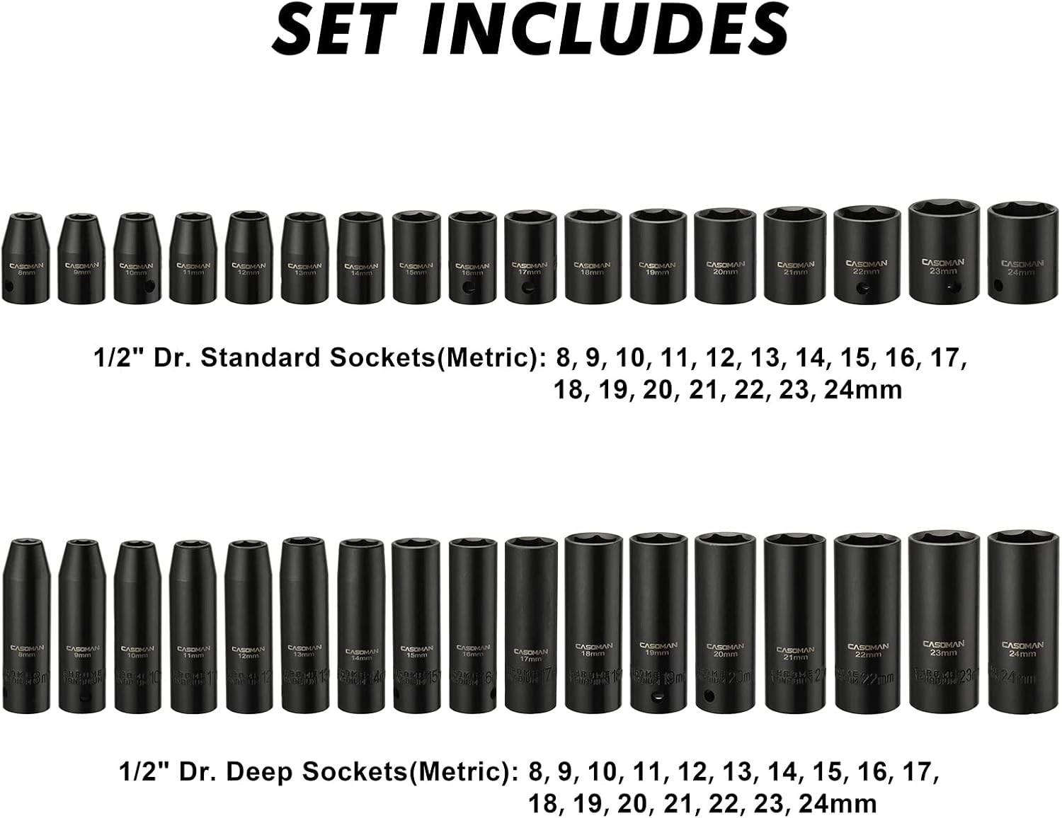 70-Piece 1/2-Inch Impact Socket Set, SAE & Metric