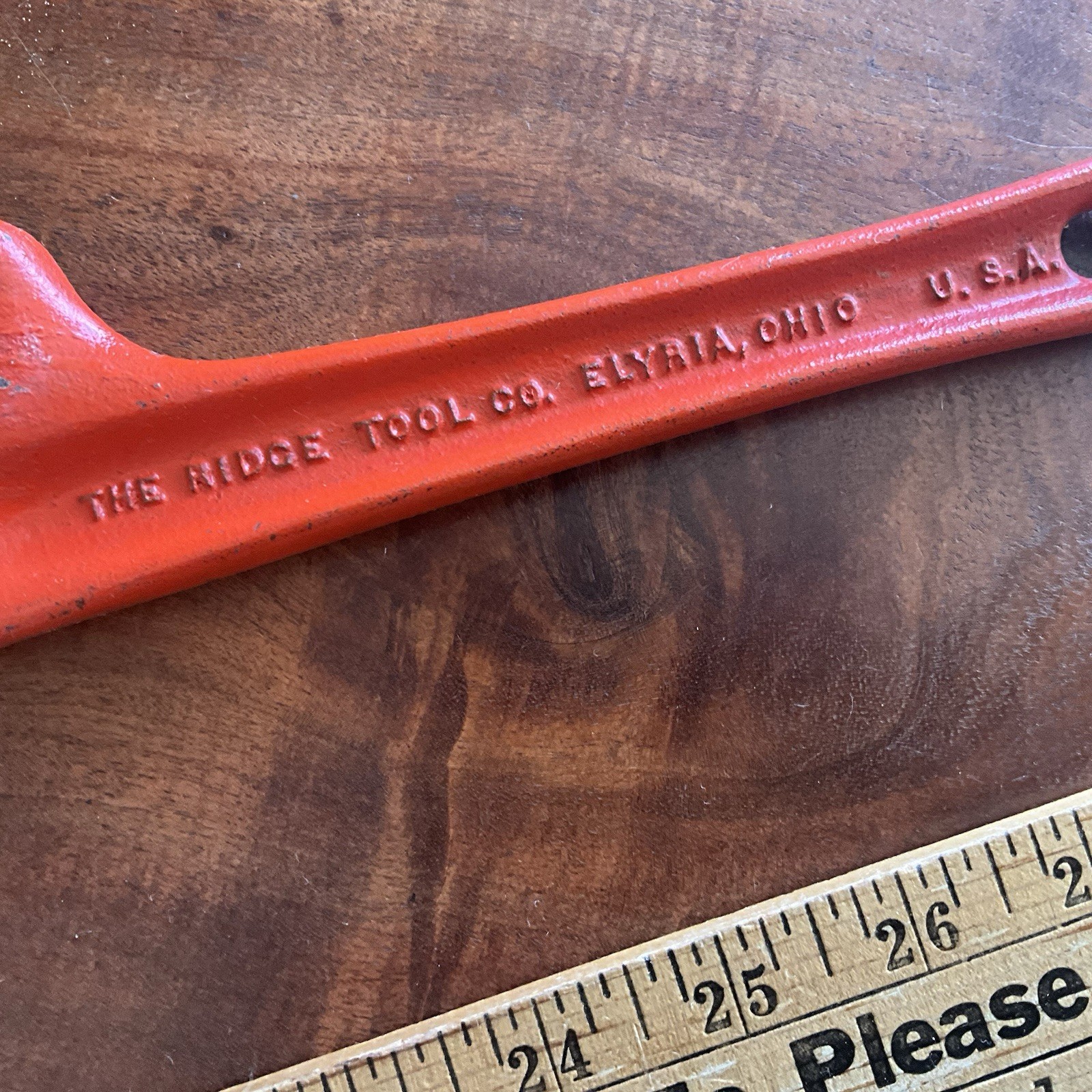 Ridgid Model E-110 Offset Hex Smooth Jaw Pipe Wrench, Red, Made in USA