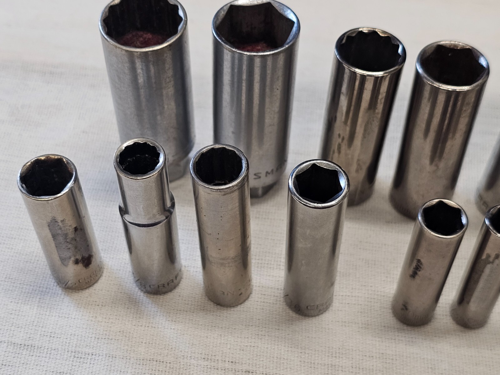 15 Craftsman Deep Well Sae Metric Socket Set 1/4 3/8 Drive 10 14 16mm 5/8 V G G1