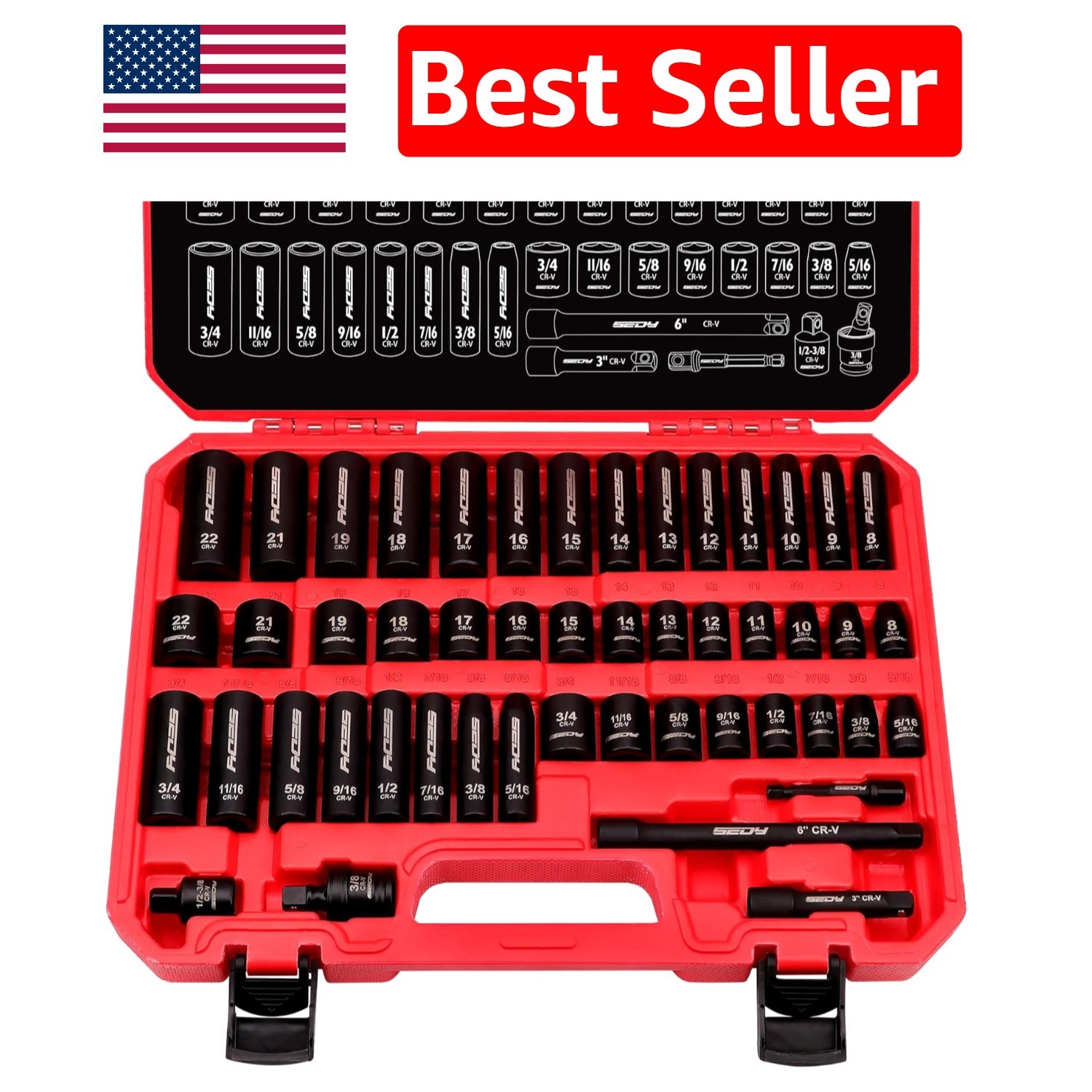 Precision Engineered 49-Piece Impact Socket Set – Standard and Deep Sizes