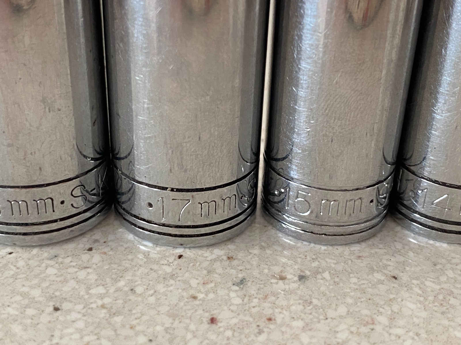 SK Tools USA 6 Point Metric Deep Well Socket Lot 3/8″ Drive 9 Pieces Used