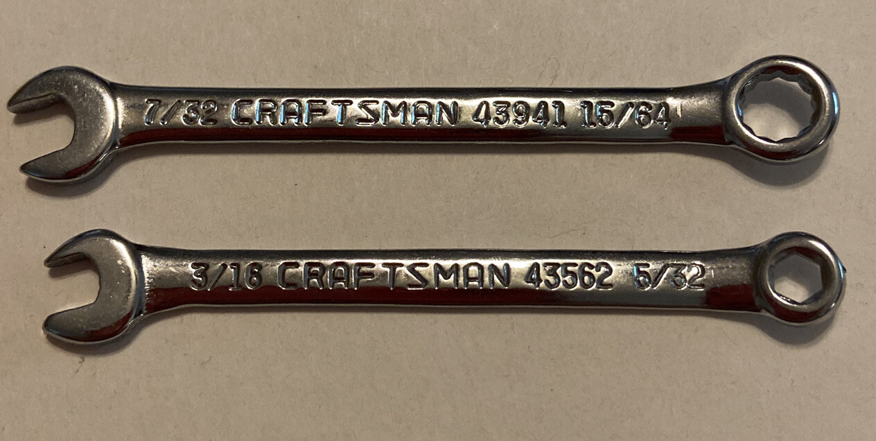 Two Craftsman Ignition Combination Wrenches 7/32×15/64 & 3/16×5/32