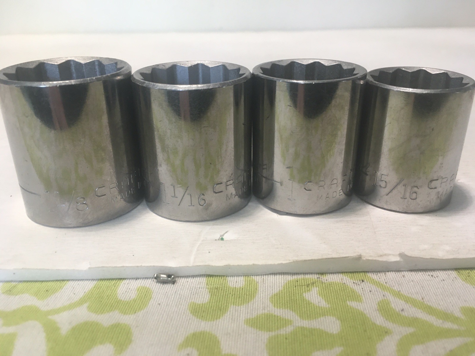 Craftsman 12 Pc Socket Set 12 Pt 1/2″ Drive G 7/16-1-1/8 475XX USA Made