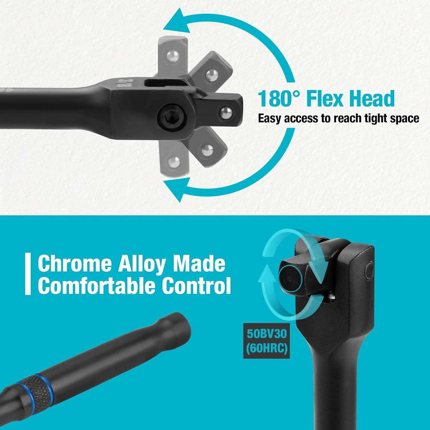 Ergonomic 3-Piece Breaker Bar Set – 6″, 10”, 15” Lengths with Tight Socket Grip