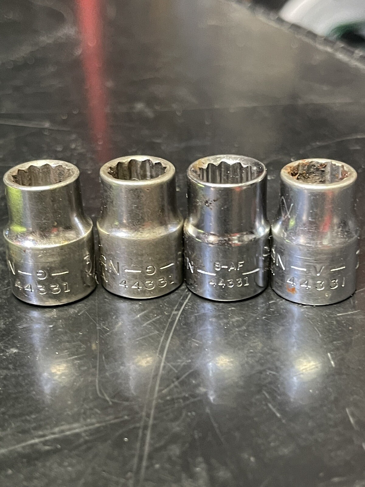 4x Craftsman 44331 3/8″ 12pt 3/8″ Drive Sockets Lot Of 4 Craftsman v Inverted G