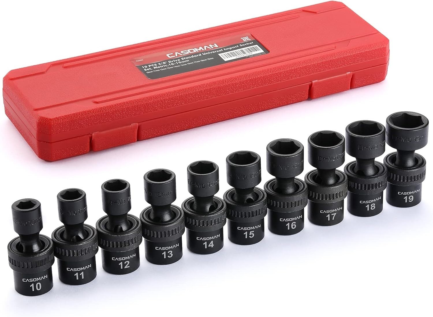 10 PCS 3/8″ Drive Impact Socket Set – Metric CR-MO 10-19mm, Durable & Versatile