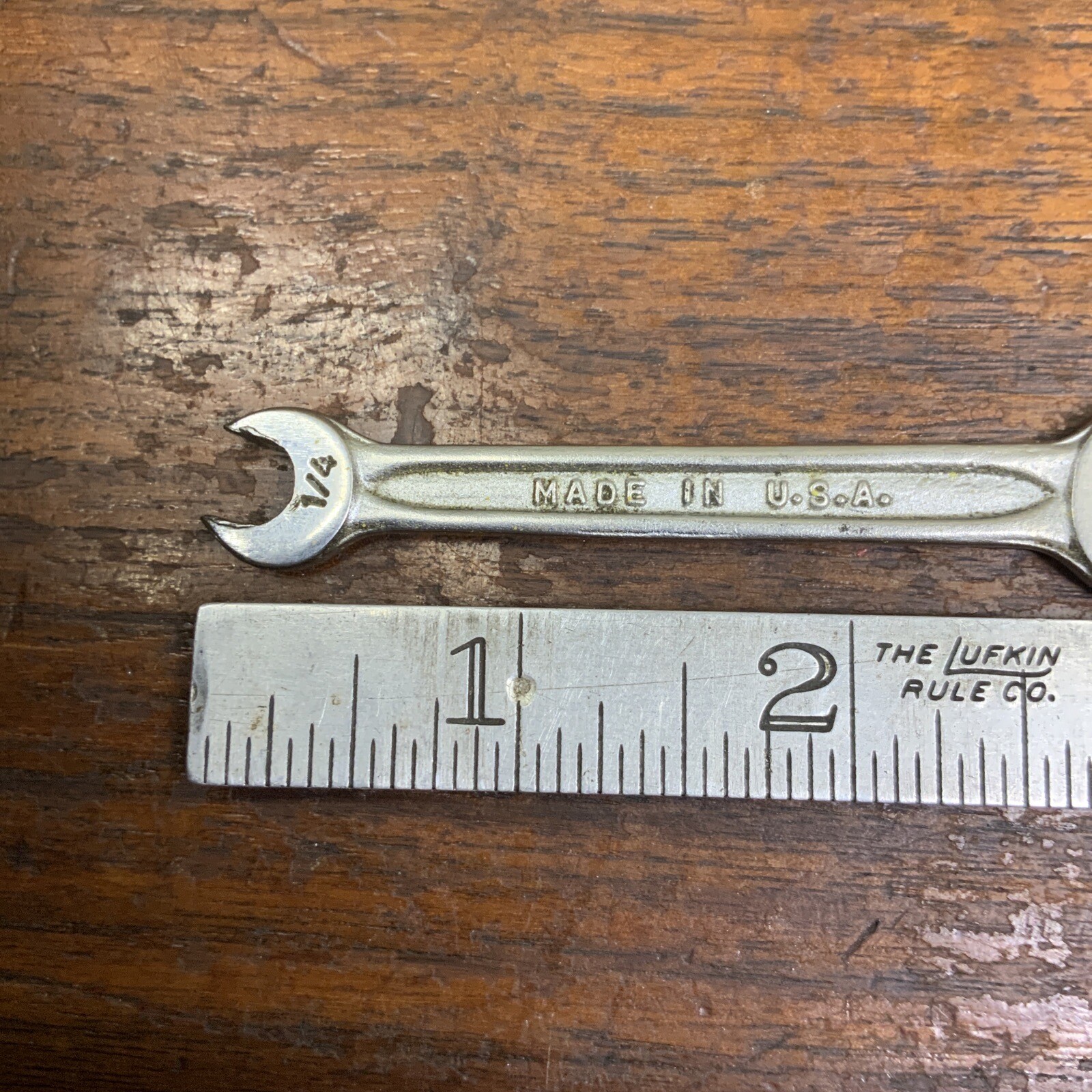 Vintage Indestro USA P20 5/16 In X 1/4 In Midget SAE Open End Wrench Miniature