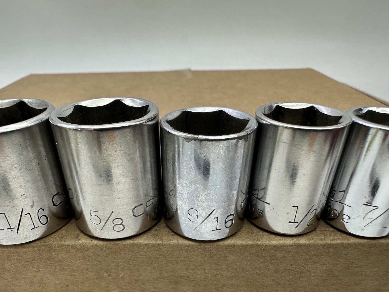Craftsman USA 3/8 Drive SAE Socket Set 3/8-13/16 8pc 6PT G Vintage Very Good