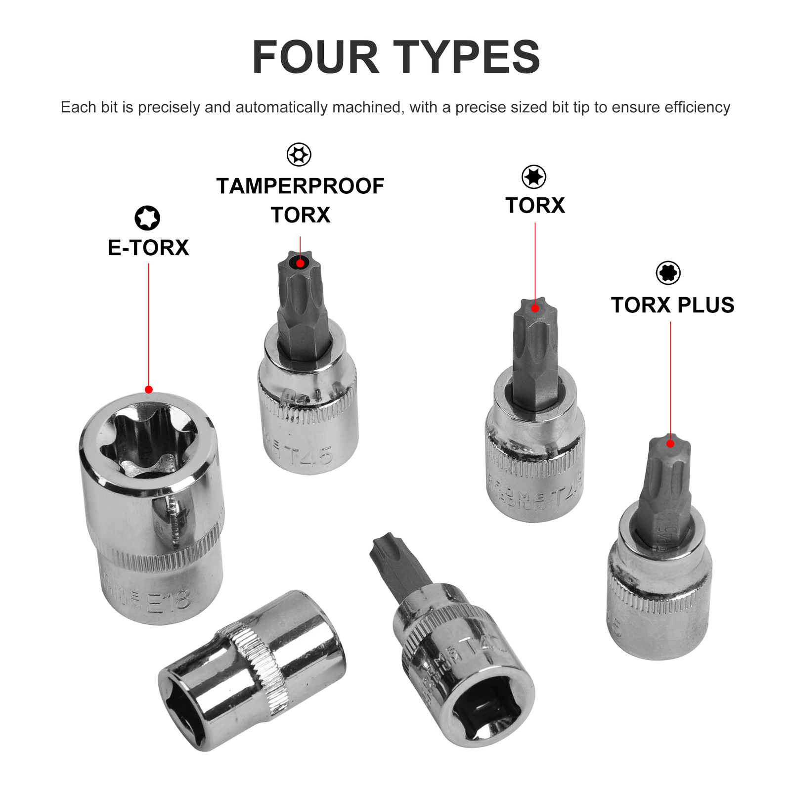 60Pcs Master Torx Bit Socket and External Torx Socket Set | S2 and Cr-V Steel