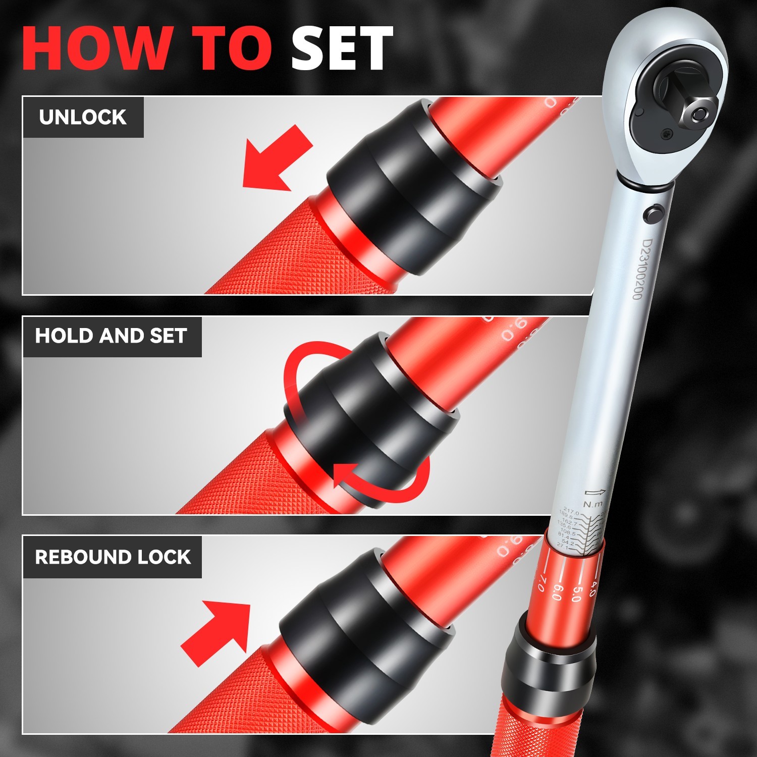 1/2″ Drive 10-160 IN.-LB / 13.6-21.7 N.M Click Torque Wrench Set w/ Storage Case