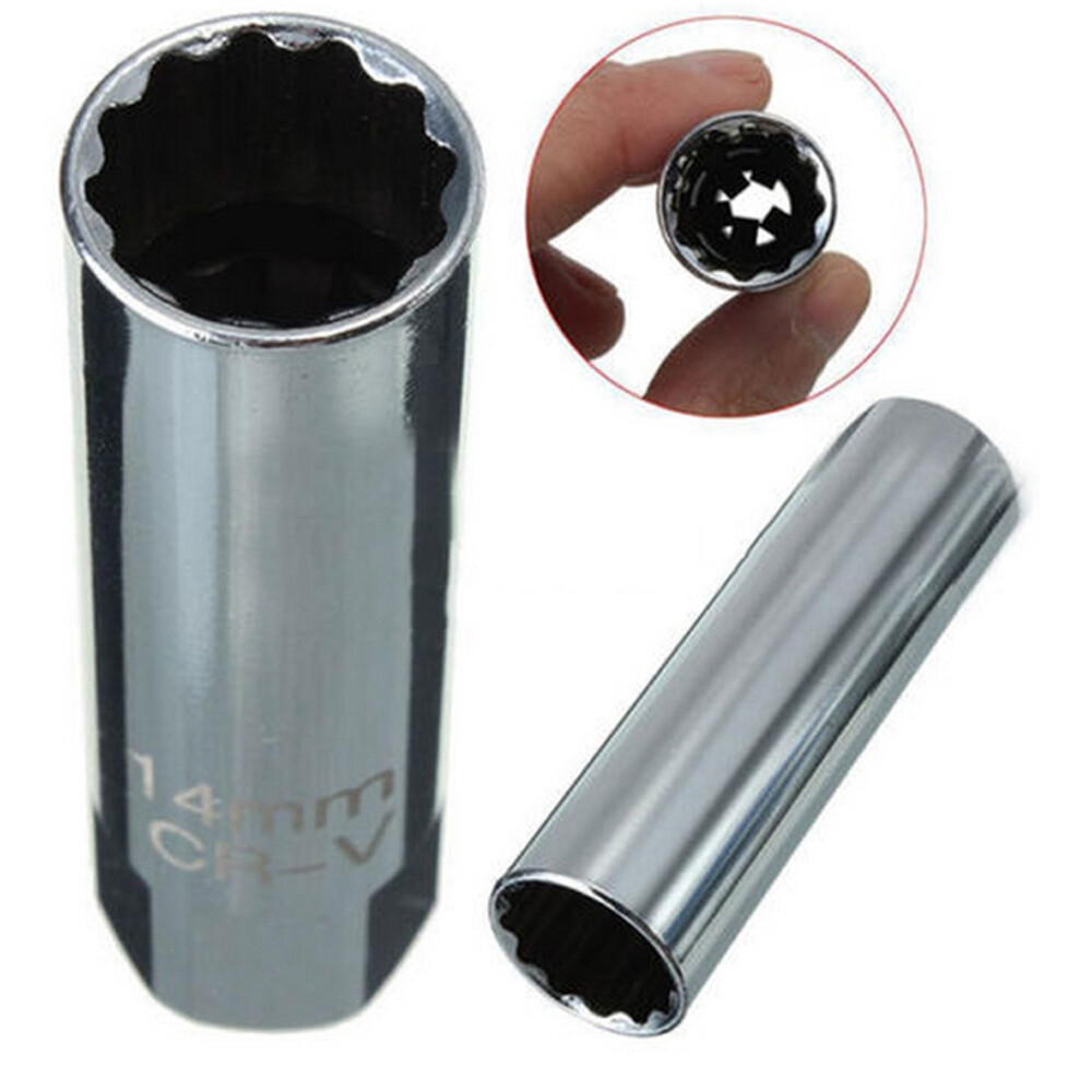 14mm 12 Point Thin walled Magnetic Spark Plug Socket 3/8″ Drive For BMW Nisan US