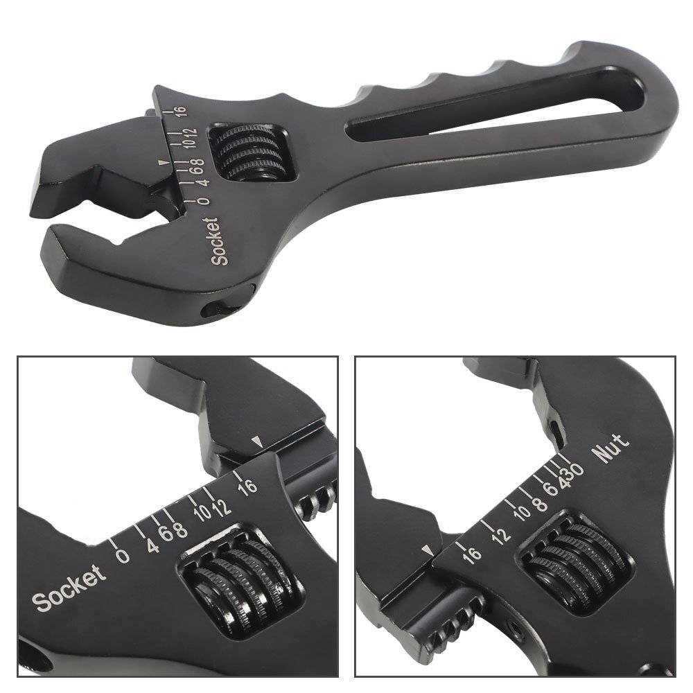 3AN-16AN Black Adjustable Wrench Aluminum Tool Spanner for Hose End Fitting