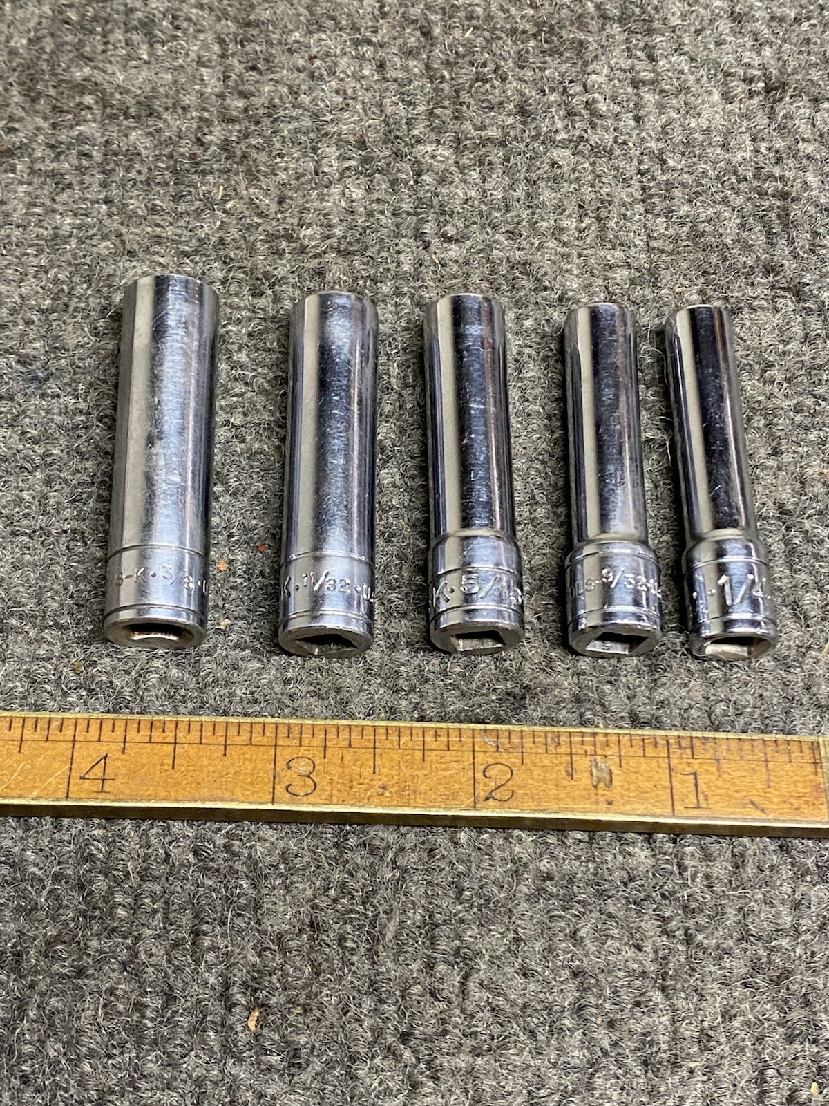 Vintage SK 1/4” Dr Deep Socket Set 5 Pc. 1/4” – 3/8” USA 6 Pt