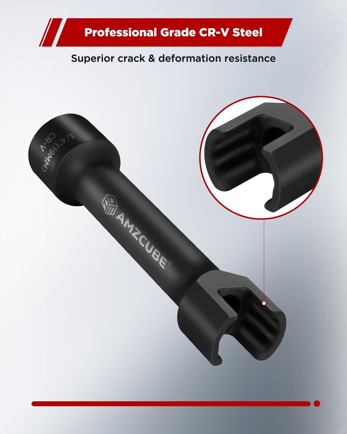 3/4″ Deep Impact Socket 12-Point 1/2″ Drive, Cr-V, Anti-Break, Black Finish, Fit