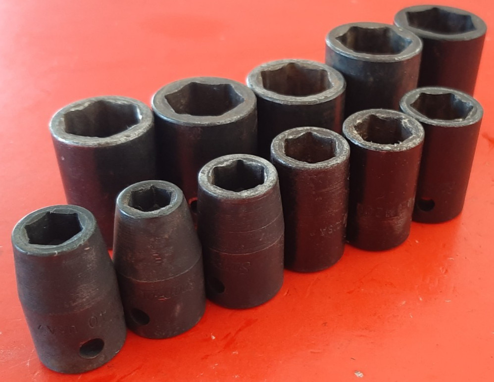 Snap-On 1/2″ Drive 11 pc 6 Point SAE Shallow Impact Socket Set Im120-320 3/8″-1″