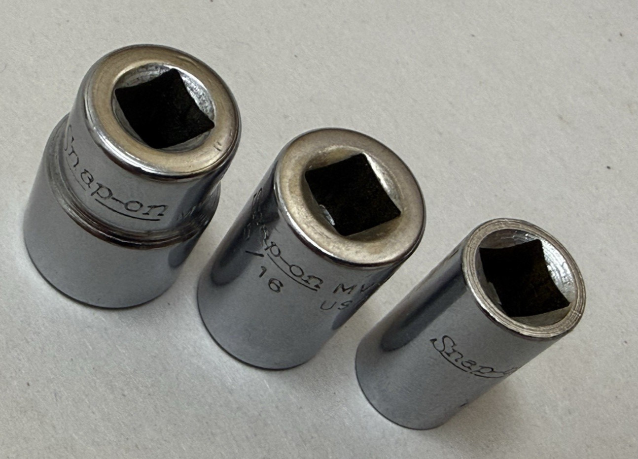 Snap-On USA 1/4″ Drive 8-Point Double Square Plug Socket Set 1/4 5/16 3/8 MV TM