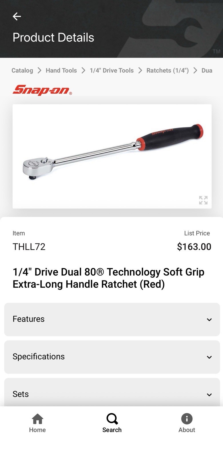 NEW RED 1/4″ Drive Soft Grip Extra-Long Handle Ratchet THLL72