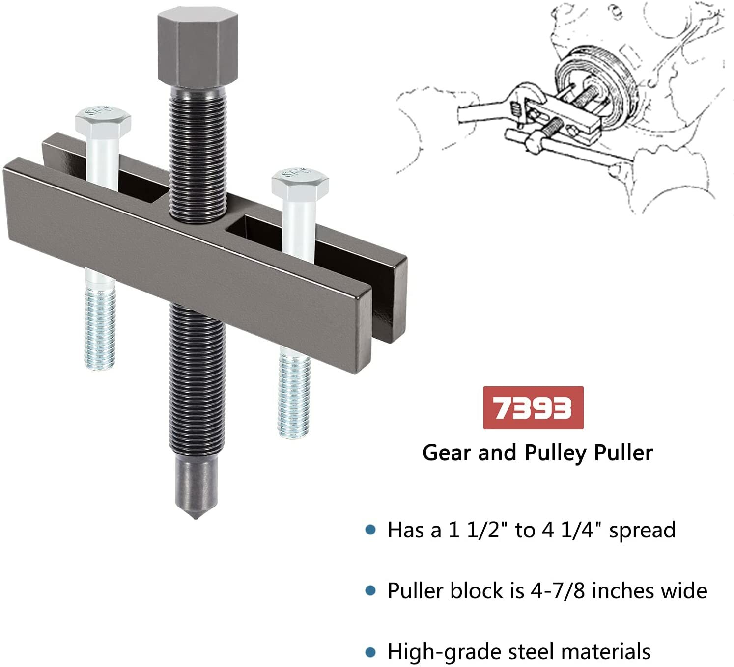 522 Large Gear & Pulley Puller + 7393 Pulley Puller + 8056 Shaft Protectors Set