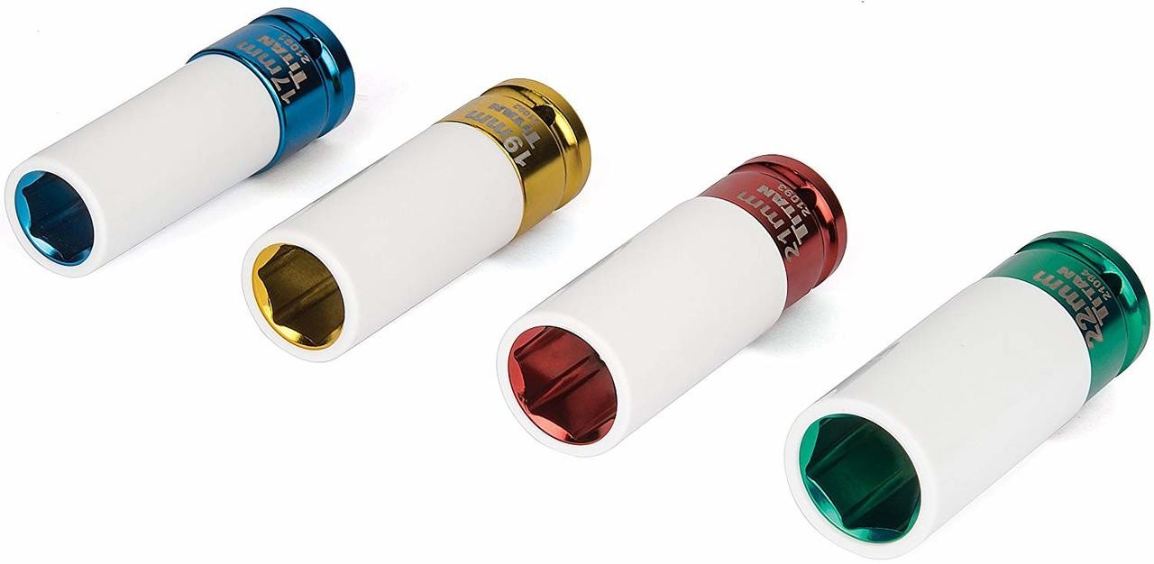 Titan Tools 21095 1/2″ Drive Non-Marring Lug Nut Socket Set (4 Piece)