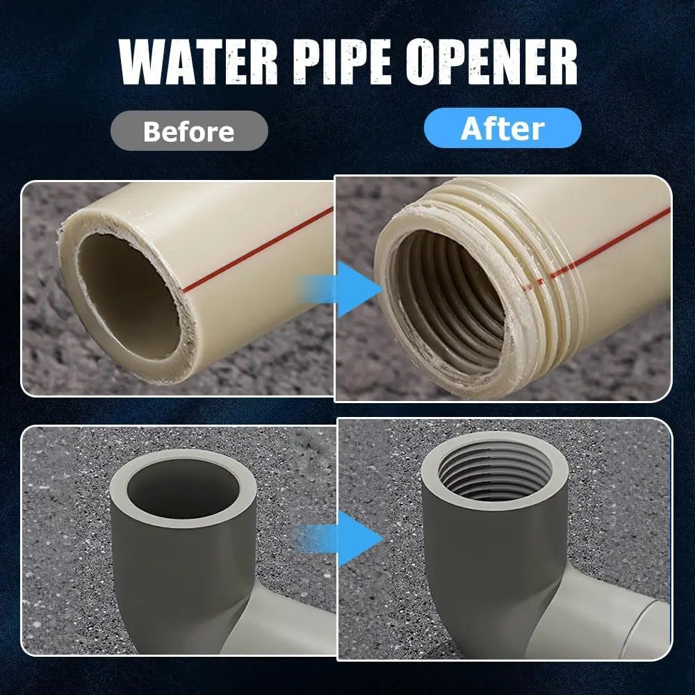 2in1 PVC Pipe Threader Kit 1/2″ 3/4″ Dies Drill Compatible Thread Cutting Tool