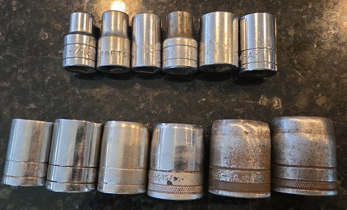 S-K Mix Tools 1/2″ Drive 12 Pc Pt SAE Shallow Socket Set 1 15/16 3/4 7/16 1-1/16
