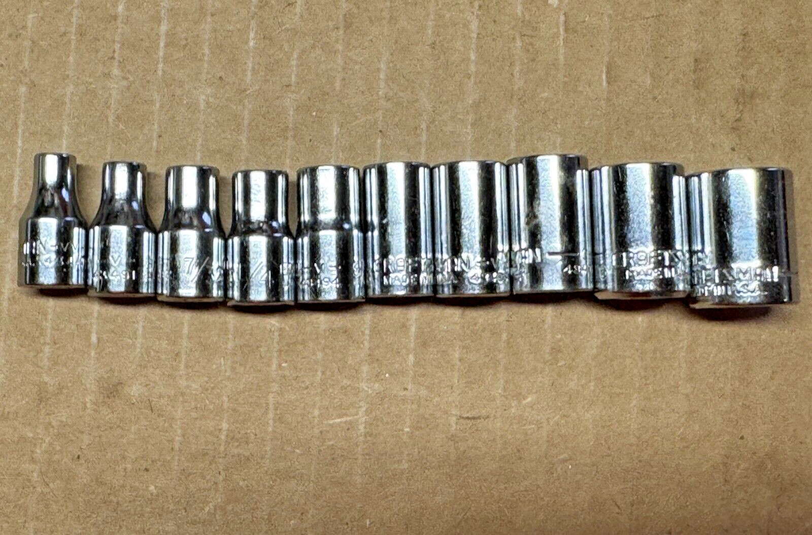 Set of 10 Craftsman USA 1/4″ Drive Sockets 6pt. 5/32″ to 1/2″ Various Series