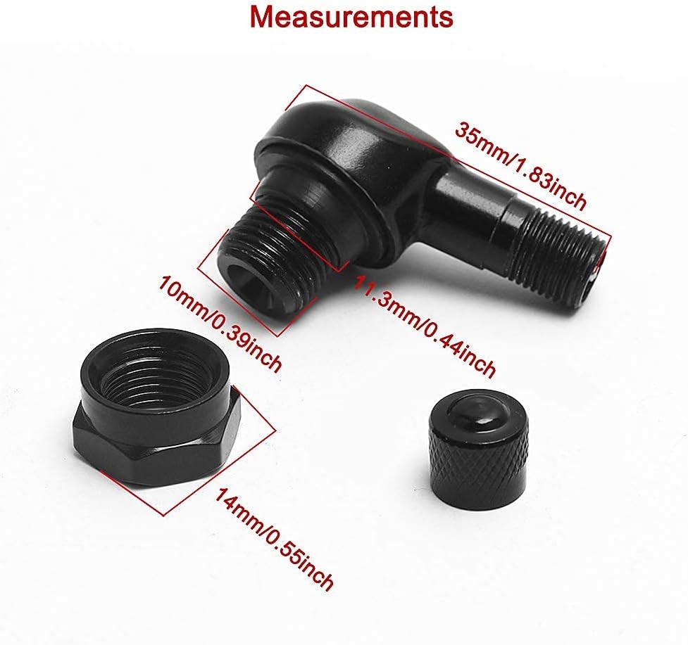 2PC CNC Motorcycle 90 Degree Angle Wheel Tire Stem Tubeless Valve Aluminum Alloy