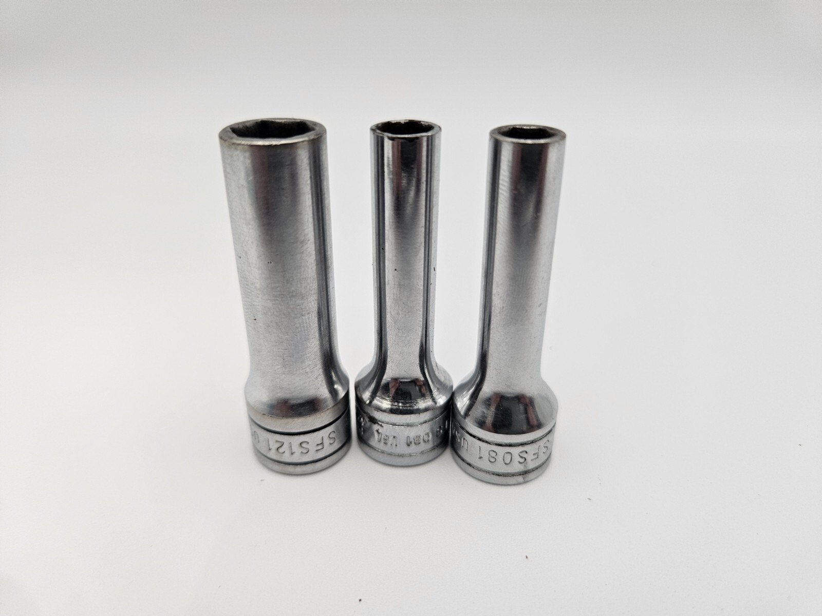 Snap On SFS121 Sfs081x2 Deep Well Socket 3/8″ Drive 6 Point Set Of 3