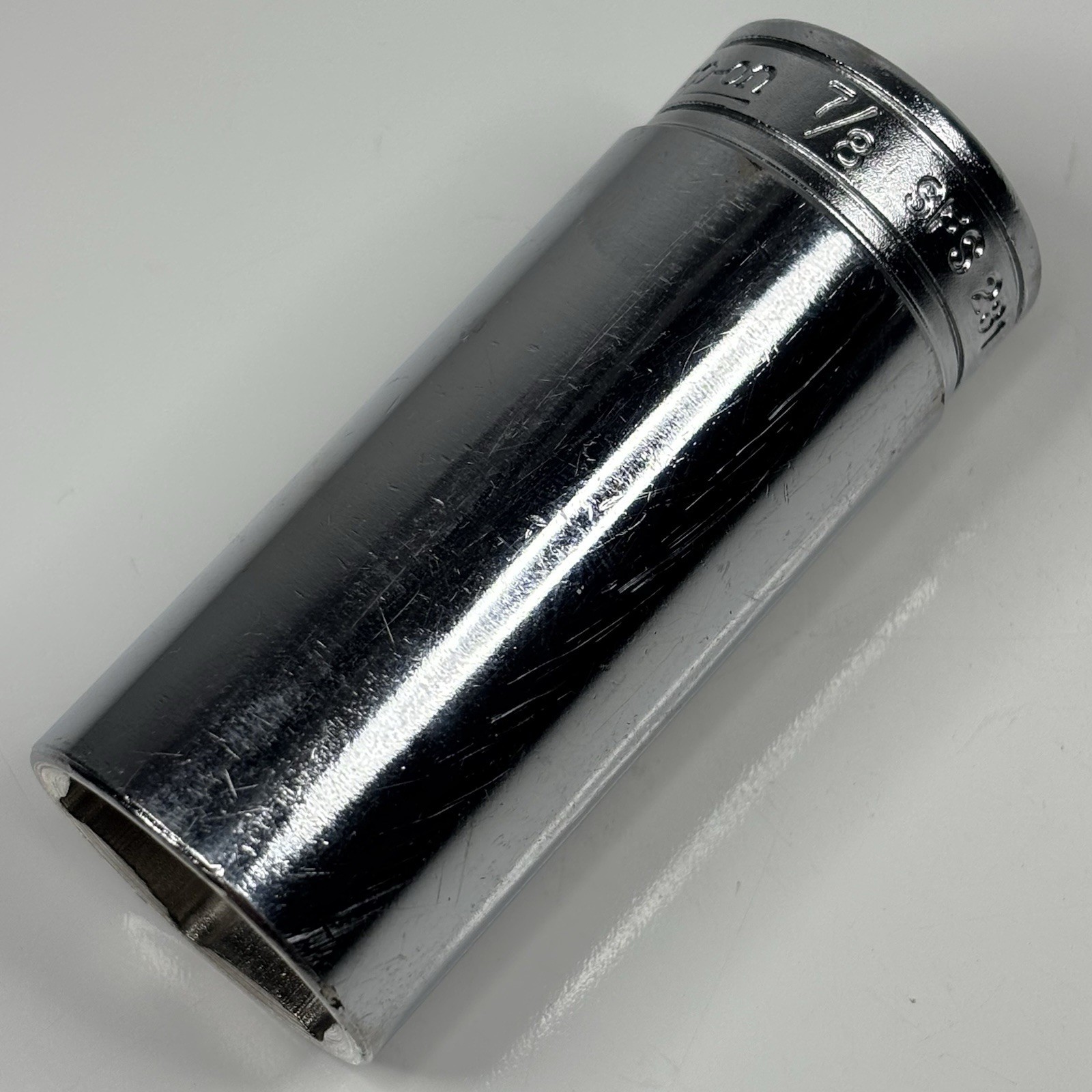 Snap On Tools SFS281 3/8 Dr 6Pt SAE 7/8 Flank Drive Deep Chrome Socket USA VTG