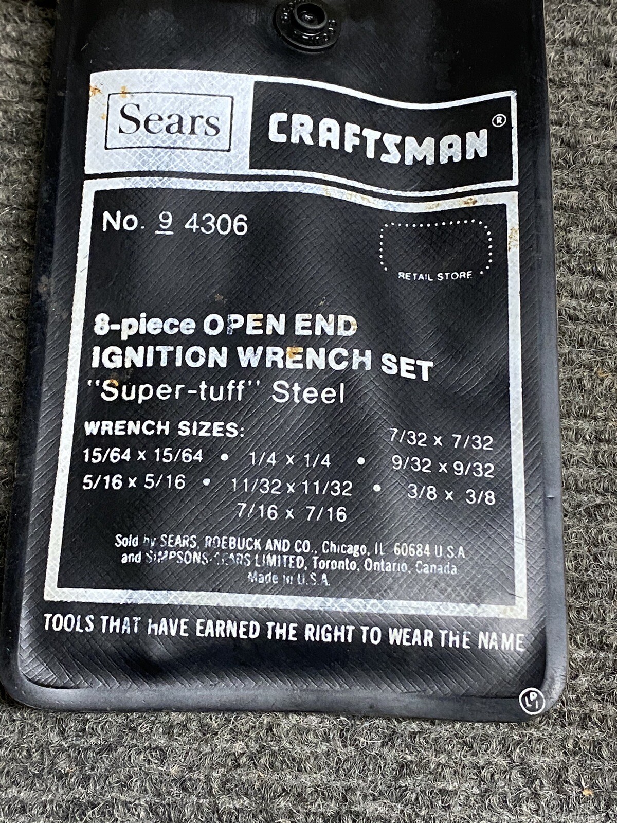 Craftsman USA Super-tuff 8 Piece SAE Open End Ignition Wrench Set 9_4306 USA