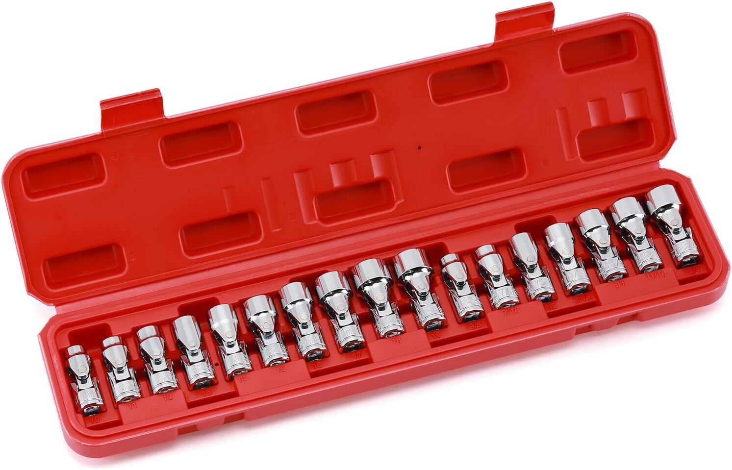17-piece 3/8″ Drive Universal Joint Socket Set, 6 Point, SAE & Metric, 10-19mm,