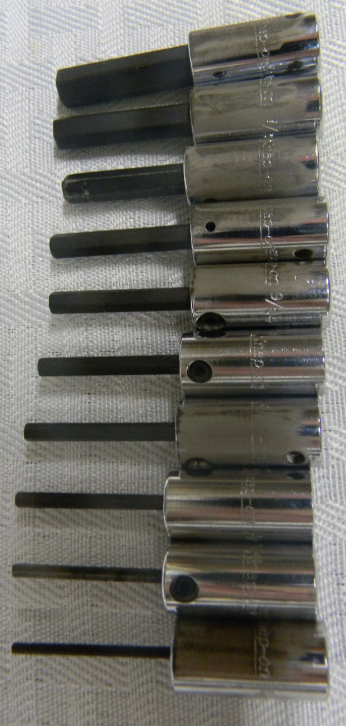 SNAP-ON 1/4″ DRIVE 10PC SAE HEX DRIVER BIT SOCKET SET 1/16″-1/4″ #110ETMAY