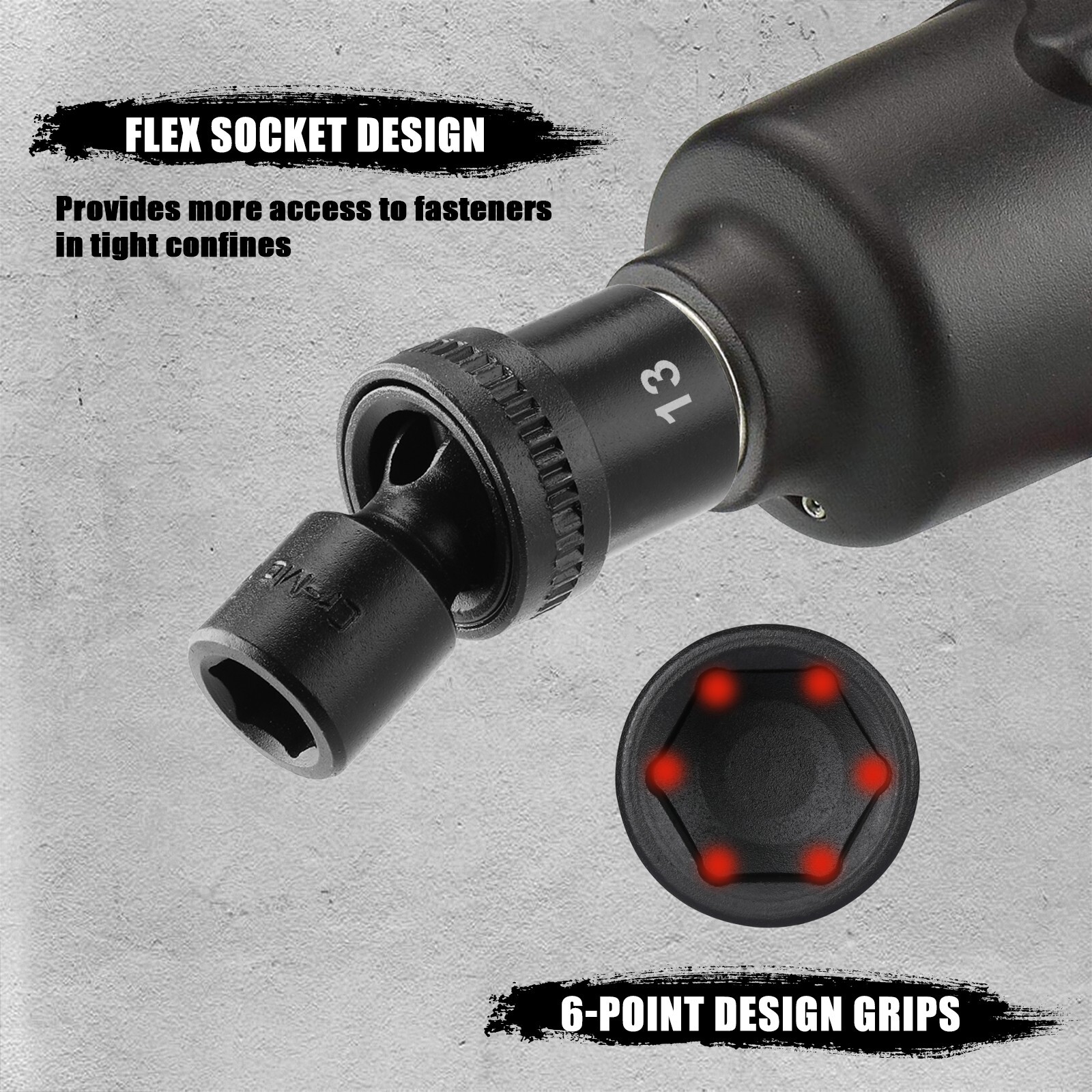 15 Piece 1/2″ Drive 6 Point Universal Flex Impact Socket Set, Metric, 10mm- 24mm