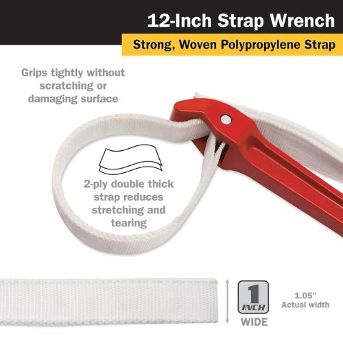 Titan 21315 Strap Wrench, 12″, Heavy-Duty Adjustable Tool