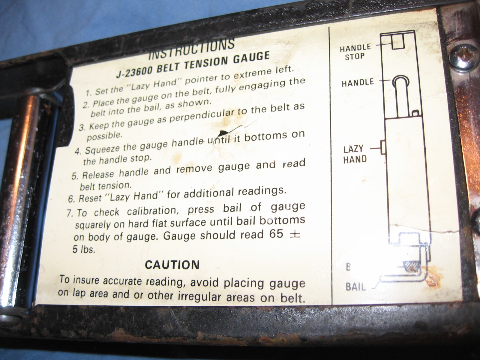 KENT MOORE BELT TENSION GAUGE J-23600 DEALER SHOP TOOL MADE IN USA GM AMC FORD