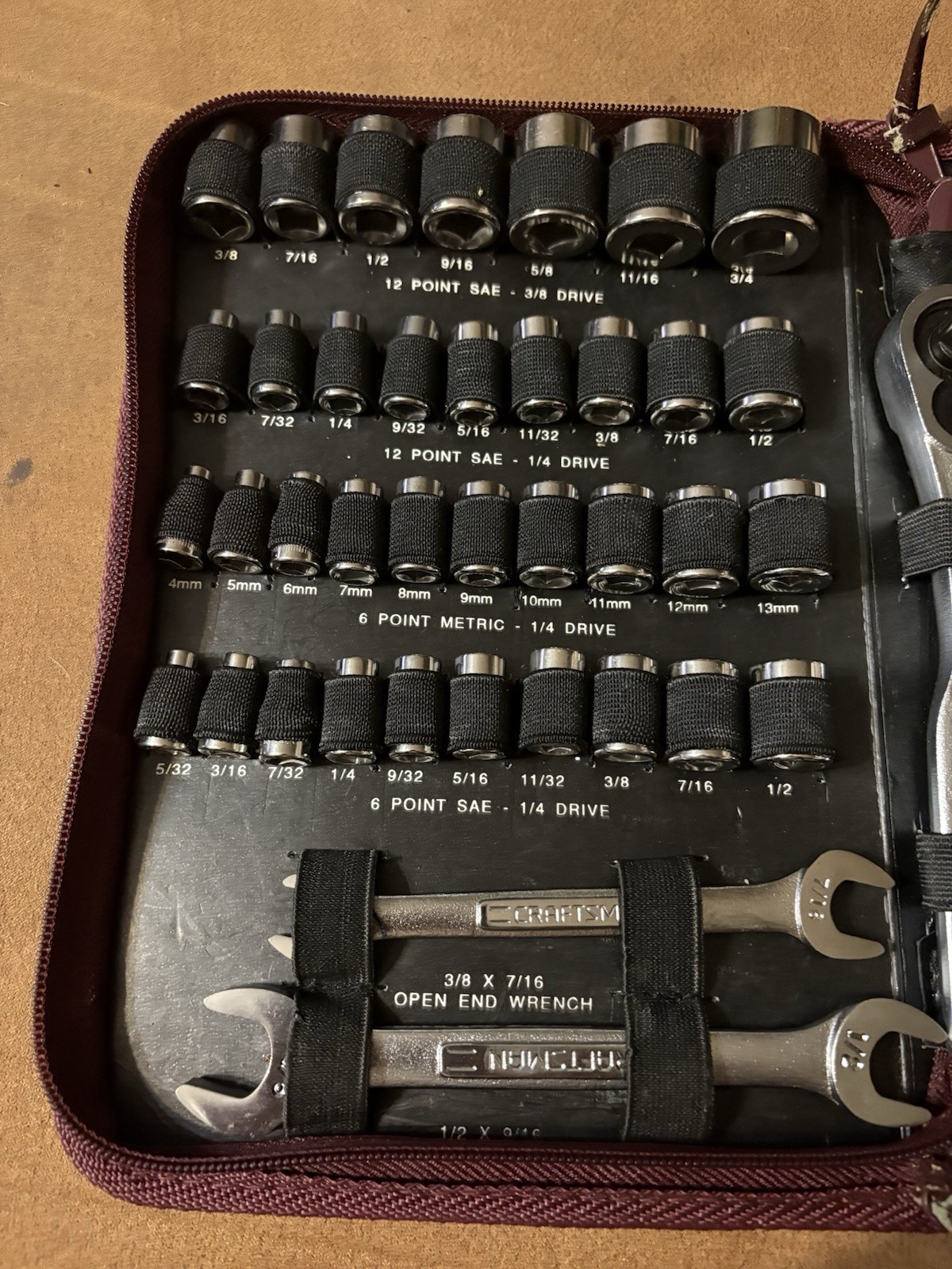 Craftsman USA Made 56 Piece Socket Tool Kit Metric And SAE In Zipper Pouch