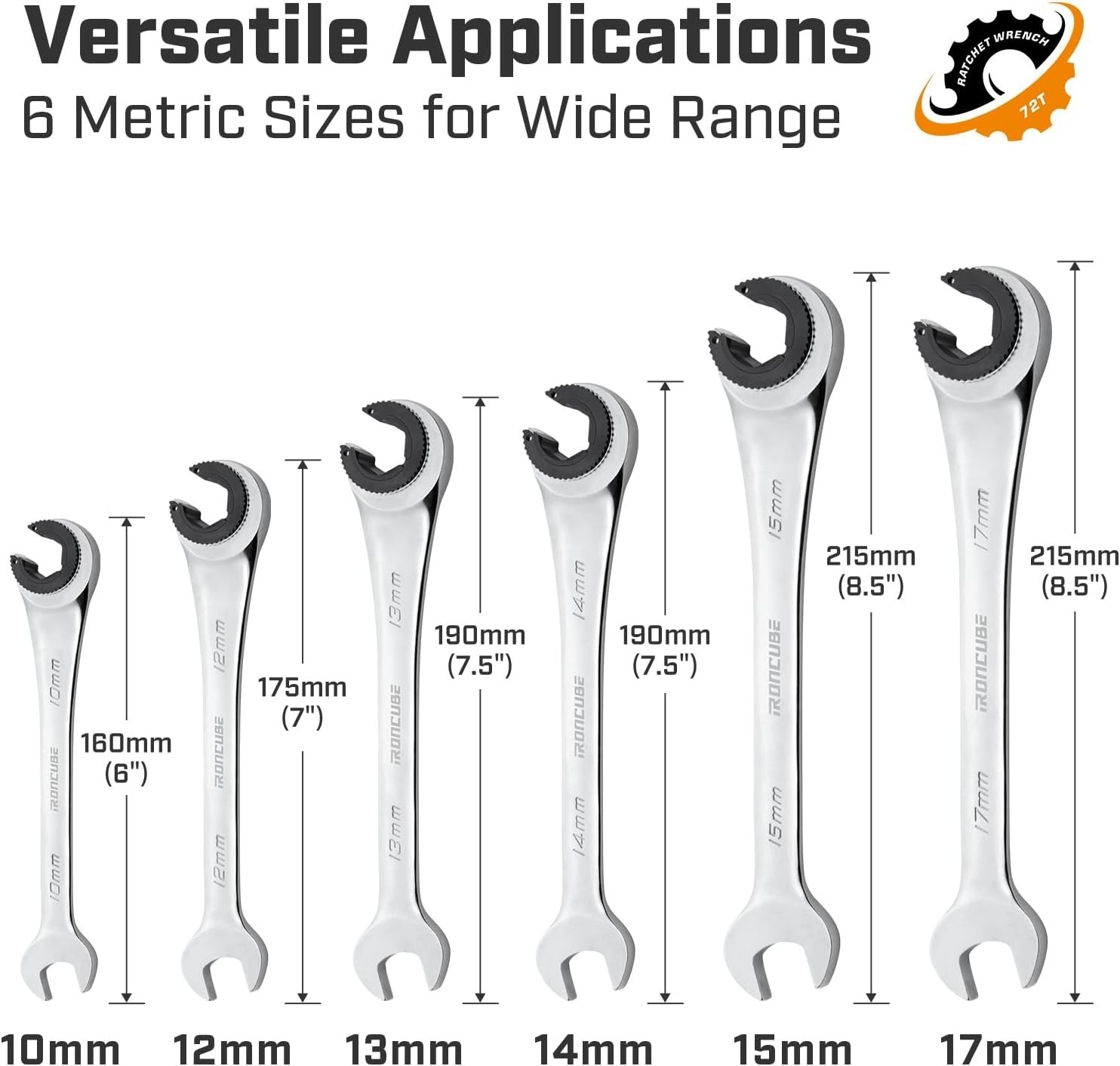 6-Pc Metric Ratchet Wrench Set 10-17mm