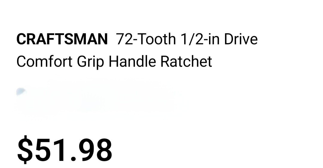 Craftsman 1/2″ Drive 72 Tooth Bi-Material Handle Ratchet CMMT99432 ($52 MSRP)