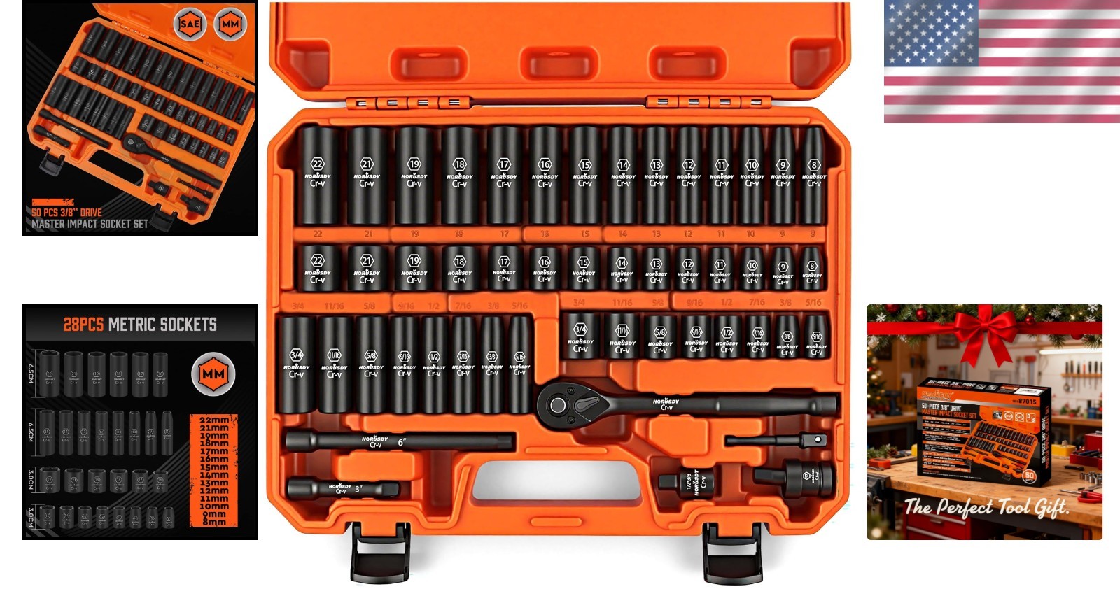 Comprehensive 50-Piece Socket Set – 3/8″ Drive Impact with Corrosion Resistance