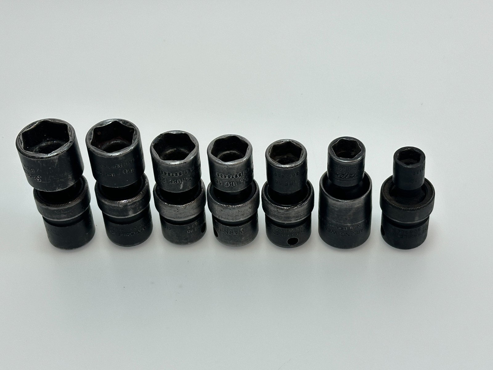 🇺🇸Snap-on Tools USA 7pc Swivel Impact Socket Set 3/8 Dr SAE 3/8-3/4, IPF 12-24