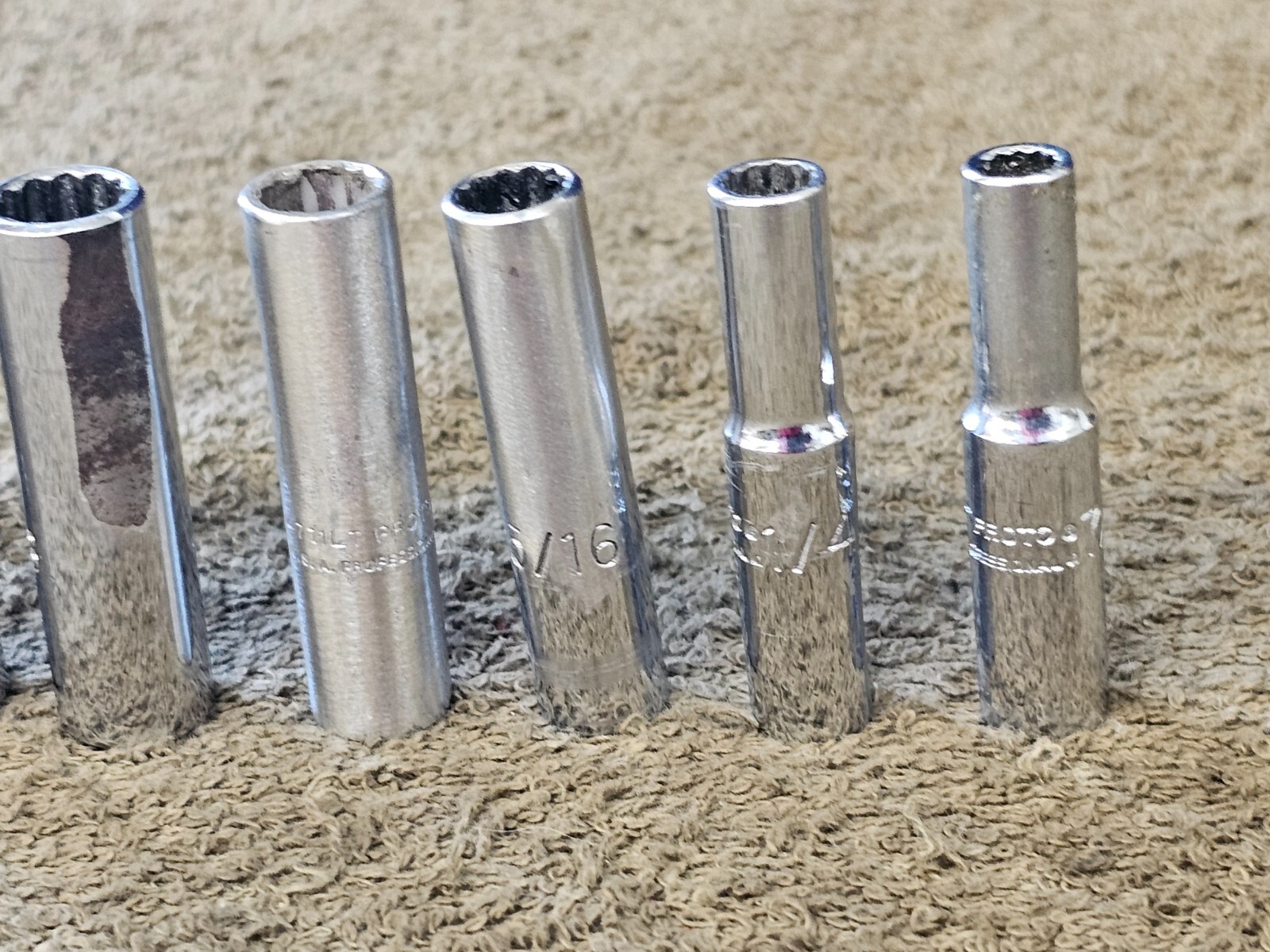 6 Proto Professional Deep Well Long Socket 1/4″ Drive Sae Set 1/2 3/8 5/16 4710L